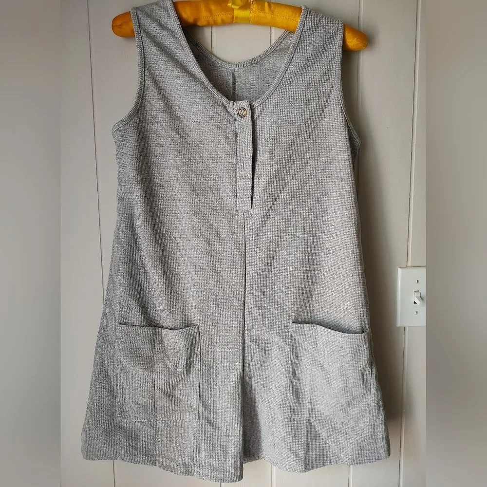 Sugar Magnolia Gray Waffle Knit Sleeveless Romper Pockets Relaxed Fit Medium NWT - Picture 2 of 8
